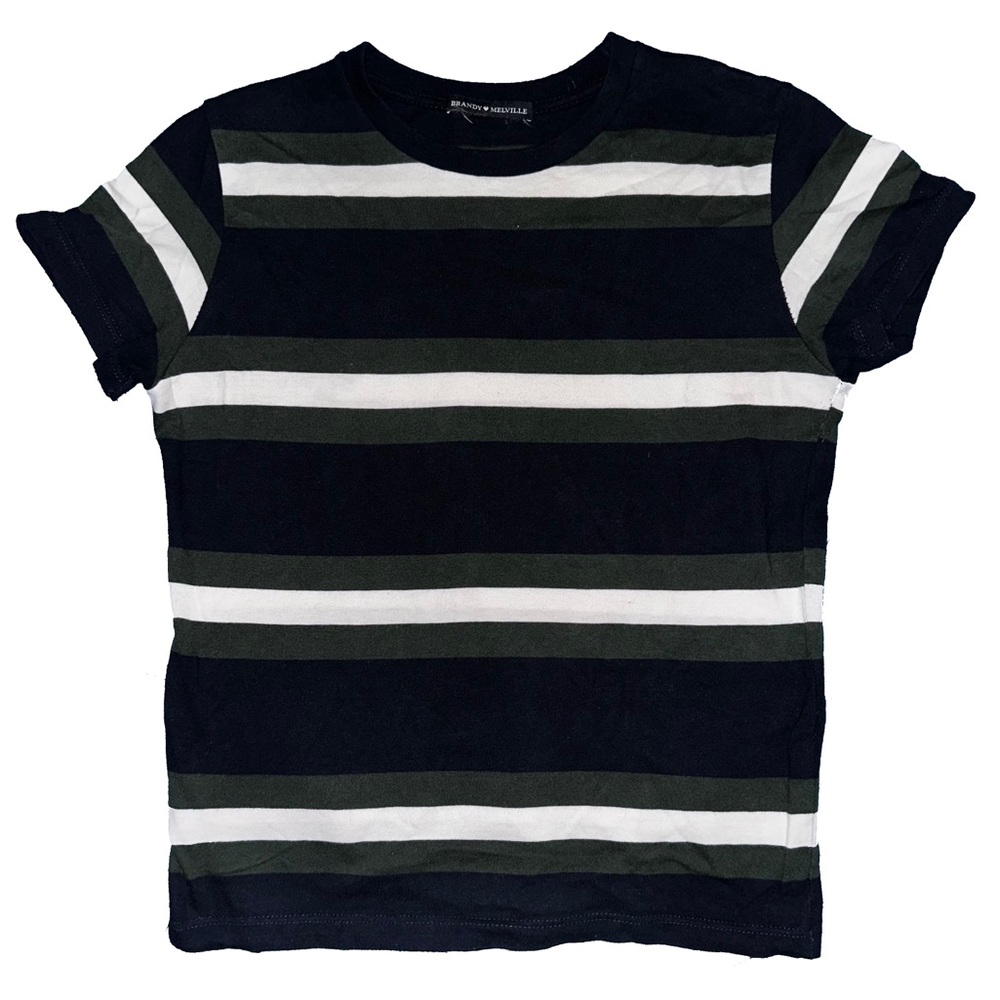 Brandy Melville Striped Helen Top in Blue, Green, and White